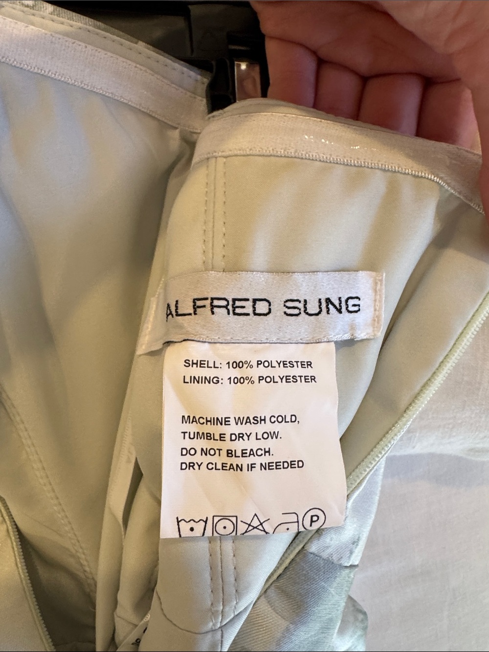 ALFRED SUNG Pale Green-White Floral Satin Strapless Maxi Dress - Picture 6 of 6